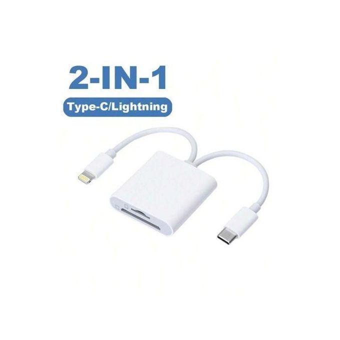 Lecteur de Carte Mémoire 2 en 1 Adaptateur SD/TF vers Lightning et Type-C